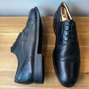 Belvedere Duke Men 13 D Black Pebbled Leather Cap Toe Oxford Dress Shoes Classic